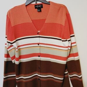 REQUIREMENTS Multicolor Button Down Cardigan Sweater  - Large